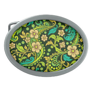 Green Paisley Pattern Belt Buckle