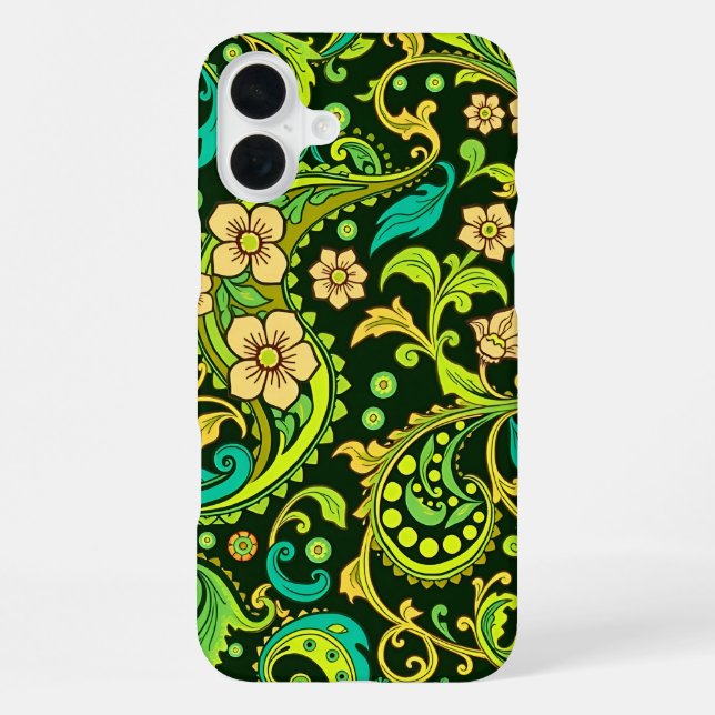 Green Paisley Pattern Iphone Case (Back)