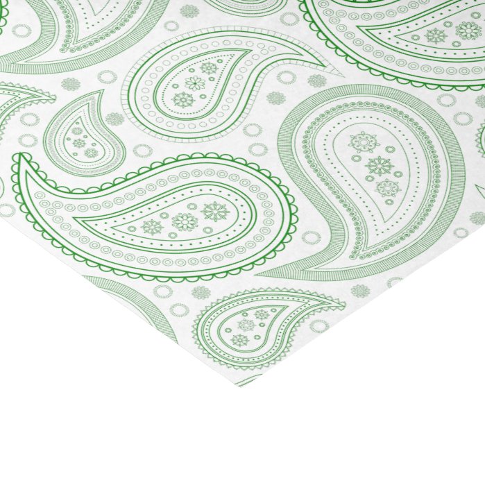 Paisley Green on White Tissue Paper