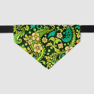 Green Paisley Pattern Pet Bandana Collar