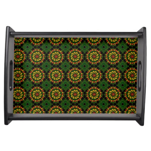 Green Paisley Pattern  Serving Tray