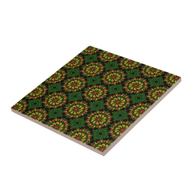 Green Paisley Pattern  Tile (Side)