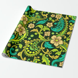 Green Paisley Pattern Wrapping Paper