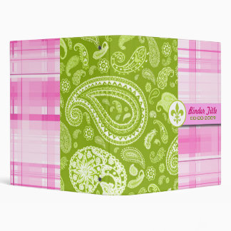 Green Paisley & Pink Plaid Binder