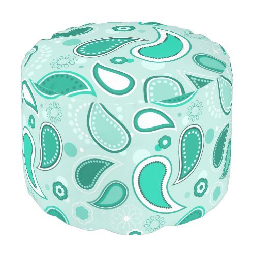 green paisley pouf