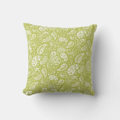 Green Paisley Throw Pillow