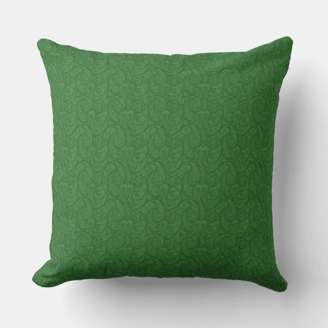 Green Paisley Throw Pillow (Front)