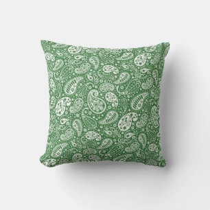 Green Paisley Throw Pillow" Pillow
