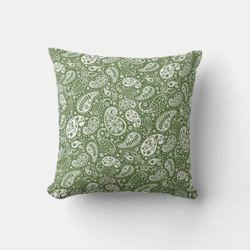 Green Paisley Throw Pillow Throw Pillow