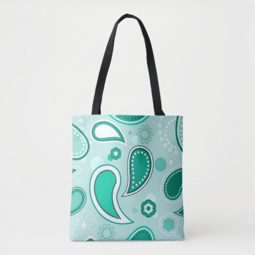 green paisley tote bag