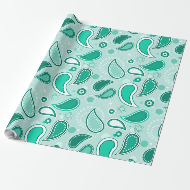 green paisley wrapping paper (Unrolled)