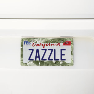 Green Palm Banana Leaves Bliss 1 #art #nature License Plate Frame