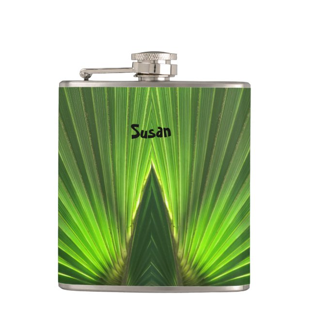 Green Palm Frond Flask (Front)