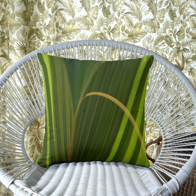 Green Palm Fronds Natural Tropical Abstract Throw Pillow (Creator Uploaded)