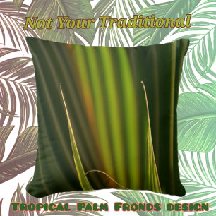Green Palm Fronds Tropical Botanical Throw Pillow
