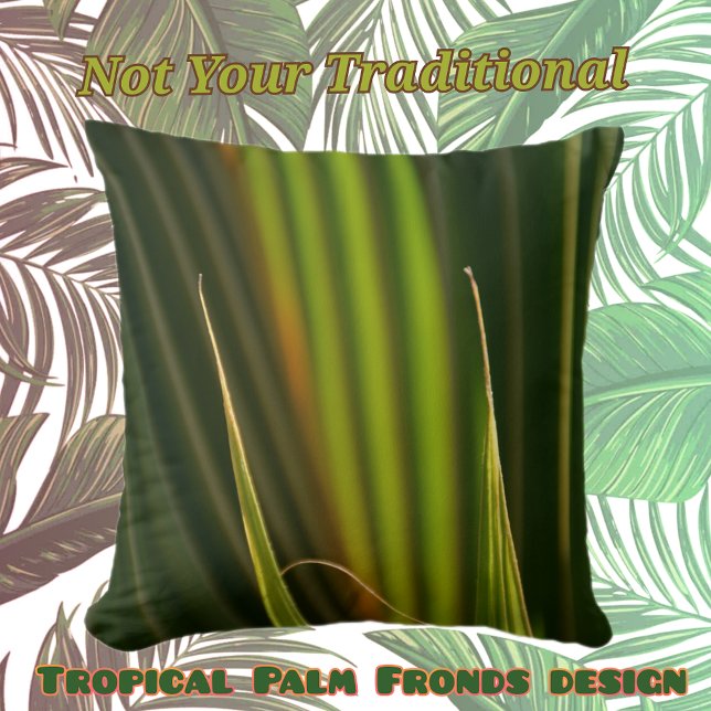 Green Palm Fronds Tropical Botanical Throw Pillow (Creator Uploaded)