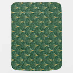Green Palm Leaf Art Deco Baby Blanket