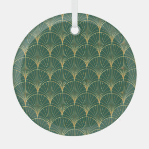 Green Palm Leaf Art Deco Glass Ornament