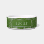 Green Palm Leaf Camoflauge Pet Name<br><div class="desc">Tropical palm leaf pattern in a unique green camo color scheme pet bowl with a personalized name for your dog or cat. Great for a beach vacation house or a modern kitchen. Part of a coordinated set of unique pet accessories available in the Paper Grape Zazzle designer store.</div>