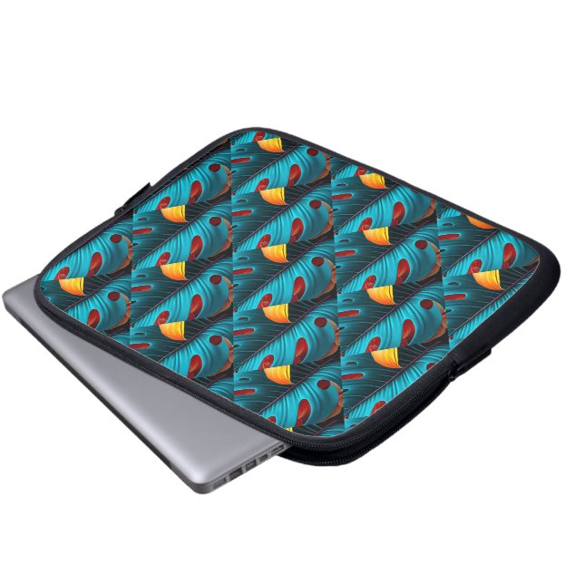 Green Palm Leaf Pattern Laptop Sleeve (Front Bottom)