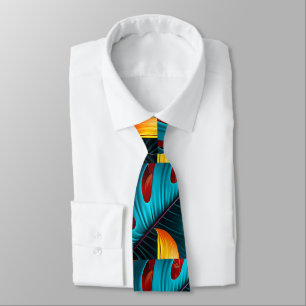 Green Palm Leaf Pattern Neck Tie