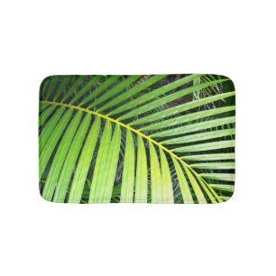 Green Palm Leaf Tropical Bath Mat