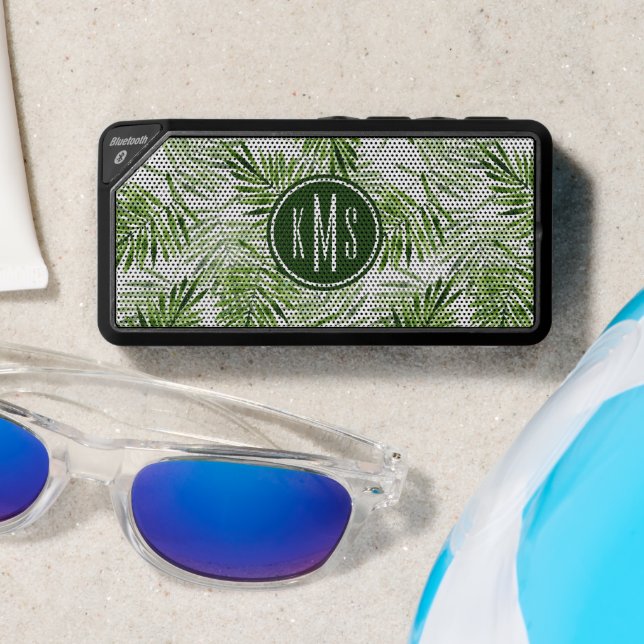 Green Palm Leaves | Add Your Initials Bluetooth Speaker (Insitu(Beach))
