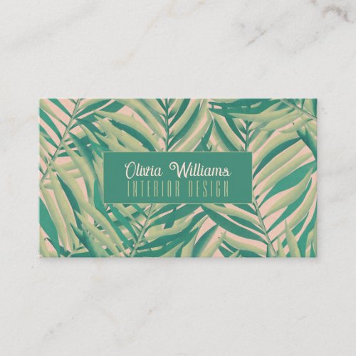 Green Palm Leaves Aesthetic Business Card