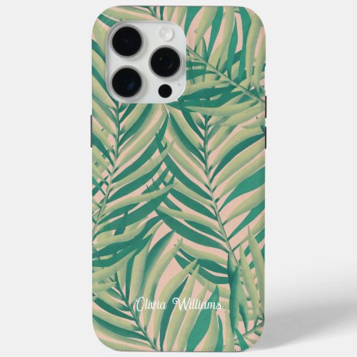 Green Palm Leaves Aesthetic iPhone 15 Pro Max Case