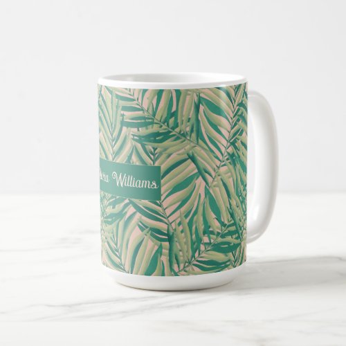 Green Palm Leaves Aesthetic Coffee Mug