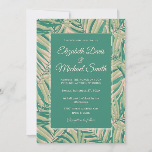 Green Palm Leaves Aesthetic Invitation