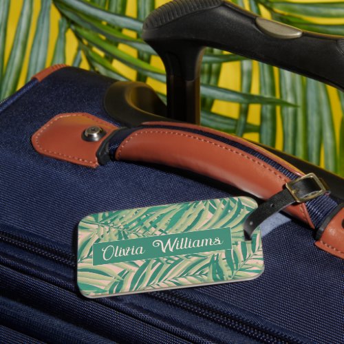 Green Palm Leaves Aesthetic Luggage Tag