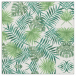 Green Palm Leaves Art Watercolor Fabric Pattern