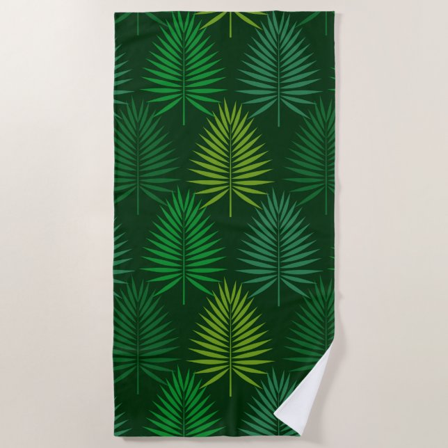 Green palm leaves botanical pattern Towel (Front)