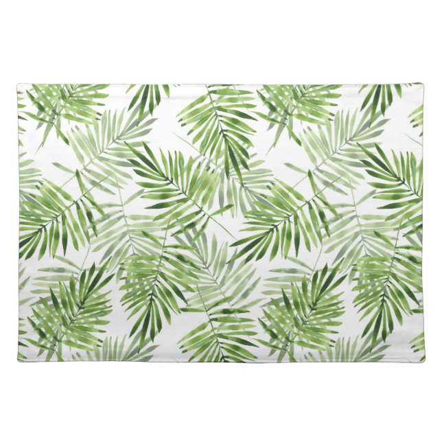 Green Palm Leaves Cloth Placemat (Front)