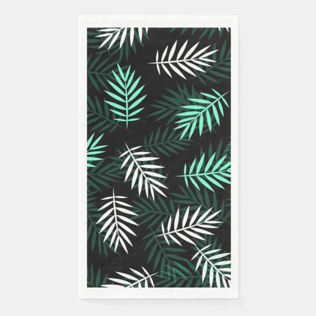 Green Palm Leaves Design Paper Guest Towels (Front)