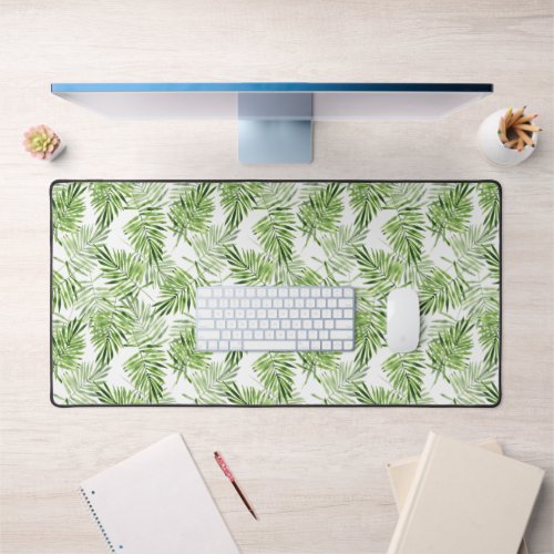 Green Palm Leaves Desk Mat