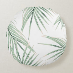 Green Palm Leaves Dream #3 #tropical #decor #art Round Pillow