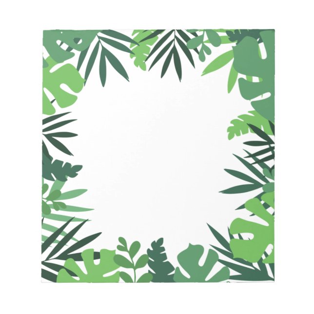 Green palm leaves, jungle wild green foliage notepad (Front)