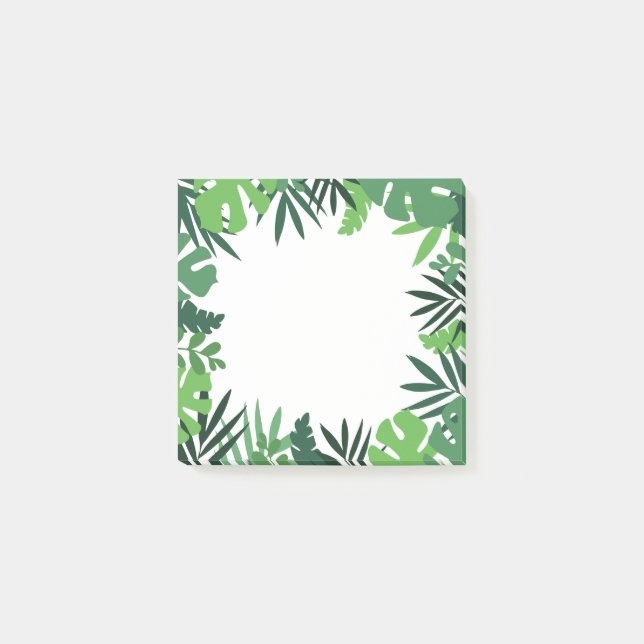 Green palm leaves, jungle wild green foliage post-it notes (Front)