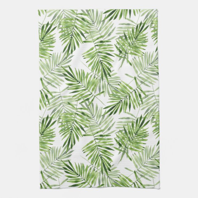 Green Palm Leaves Kitchen Towel (Vertical)
