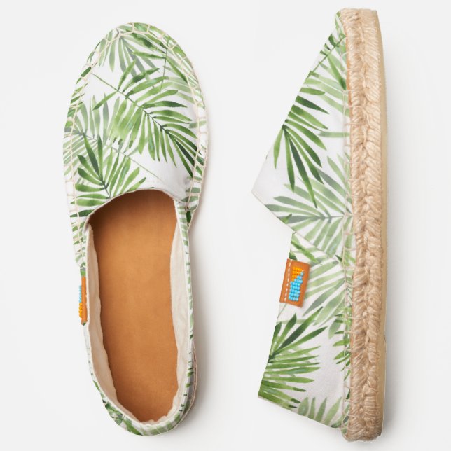 Green Palm Leaves | Monogram Espadrilles (Side)