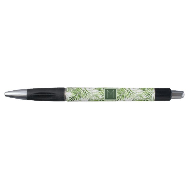 Green Palm Leaves | Monogram Pen (Front)