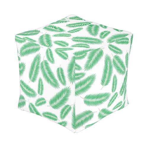 Green Palm Leaves Pattern   Pouf