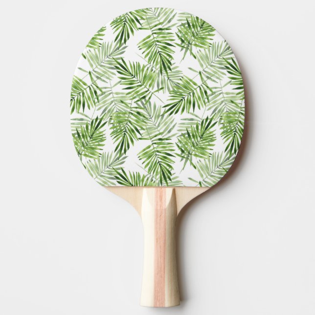 Green Palm Leaves Ping Pong Paddle (Front)