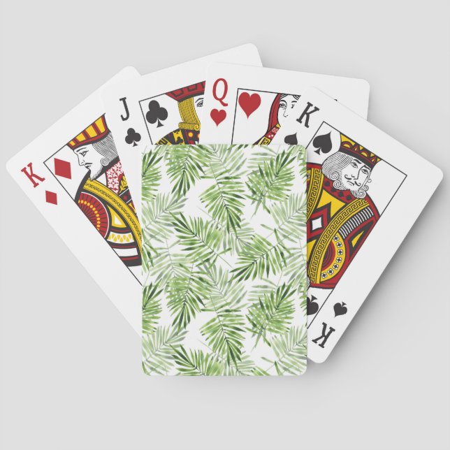 Green Palm Leaves Poker Cards (Back)
