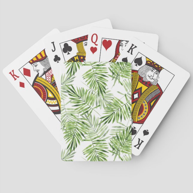 Green Palm Leaves Poker Cards (Back)