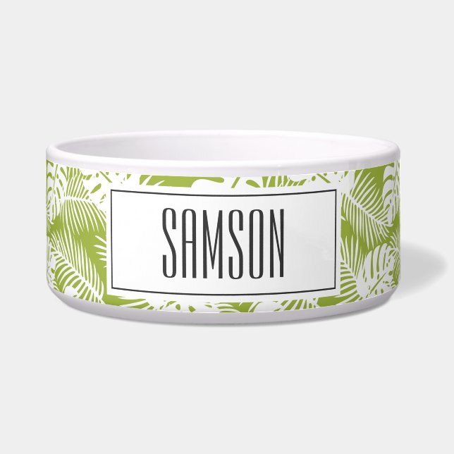 Green Palm Leaves Rainforest Pattern Bowl (Front)