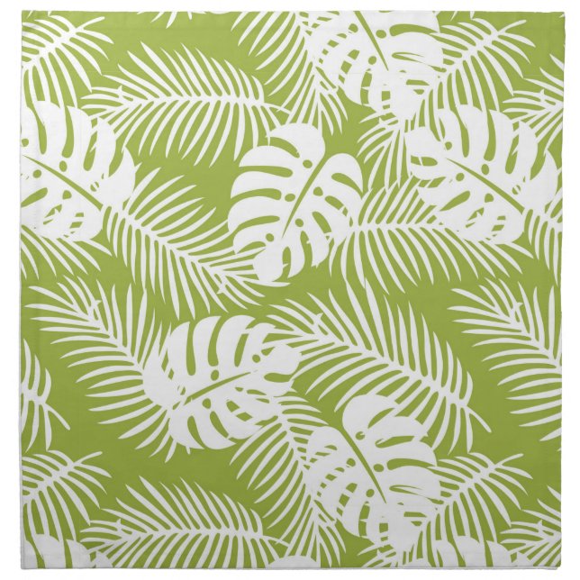 Green Palm Leaves Rainforest Pattern Cloth Napkin (Front)