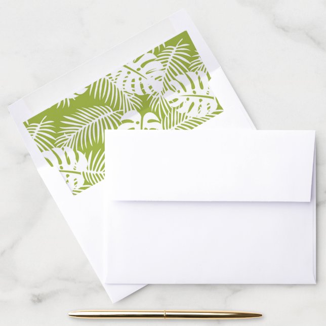 Green Palm Leaves Rainforest Pattern Envelope Liner (Desk)